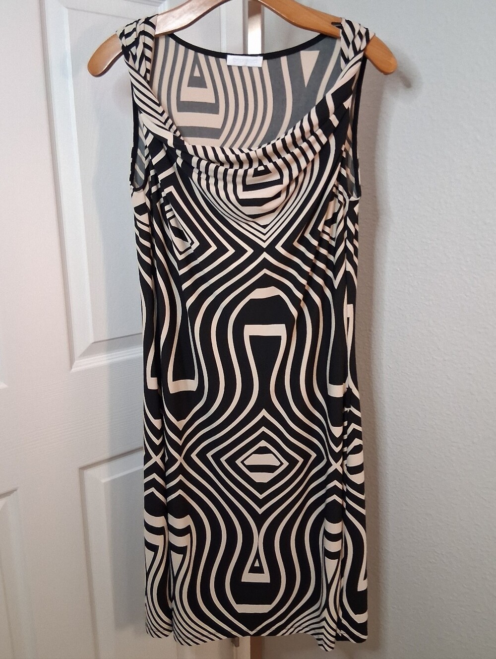 Promod Black And Tan Printed Flowy Dress Small